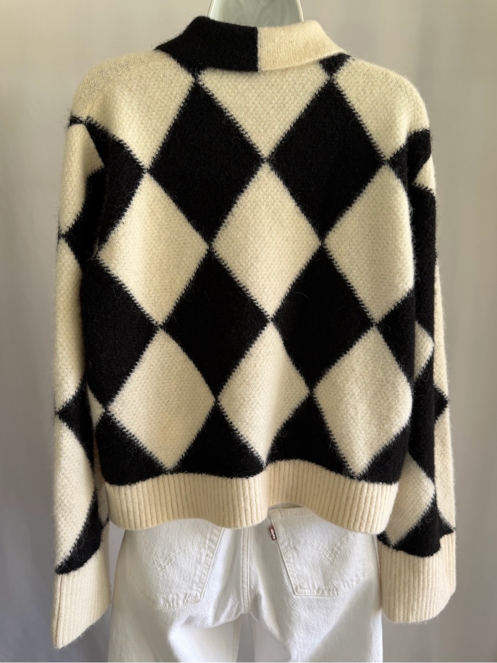 & Other Stories Checkered Jacquard Wool/Alpaca Blend Knit Sweater Size Medium - Picture 6 of 14